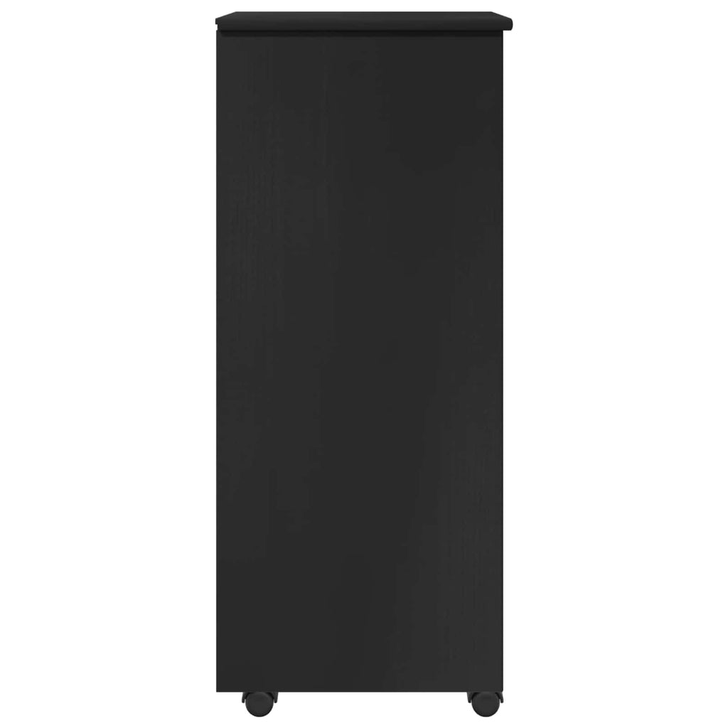 vidaXL Rolkowa szafka Czarny 34 x 39 x 93,5 cm Lite drewno sosnowe