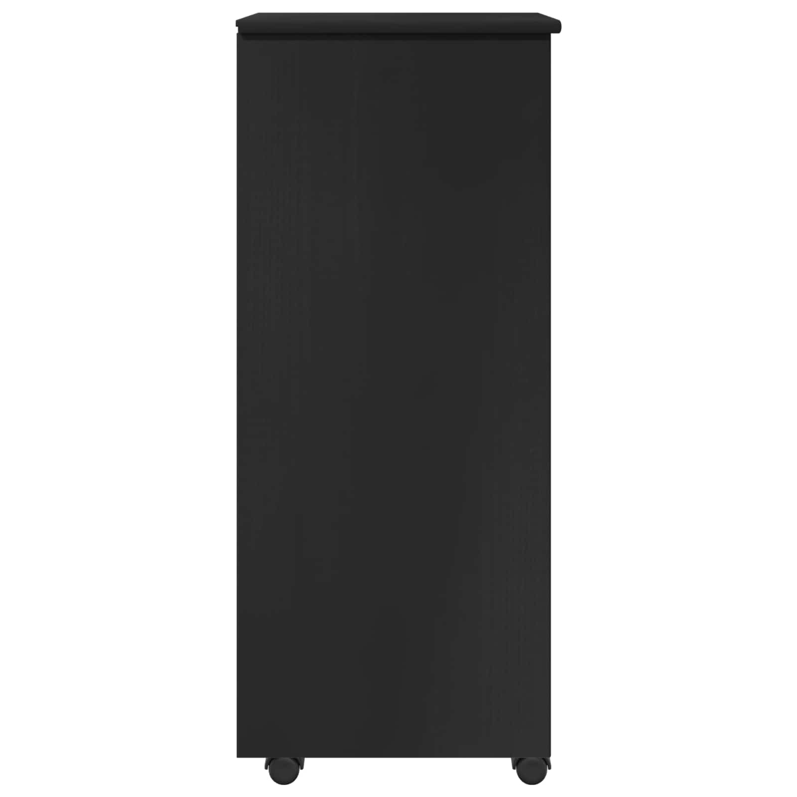 vidaXL Rolkowa szafka Czarny 34 x 39 x 93,5 cm Lite drewno sosnowe