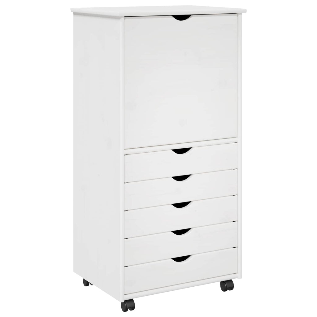 vidaXL Rolkowa szafka Biały 53 x 39 x 103 cm Lite drewno sosnowe