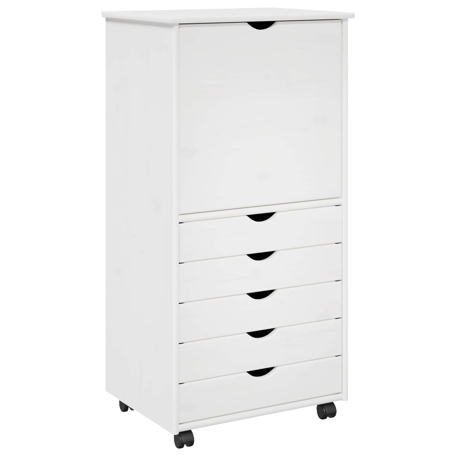 vidaXL Rolkowa szafka Biały 53 x 39 x 103 cm Lite drewno sosnowe