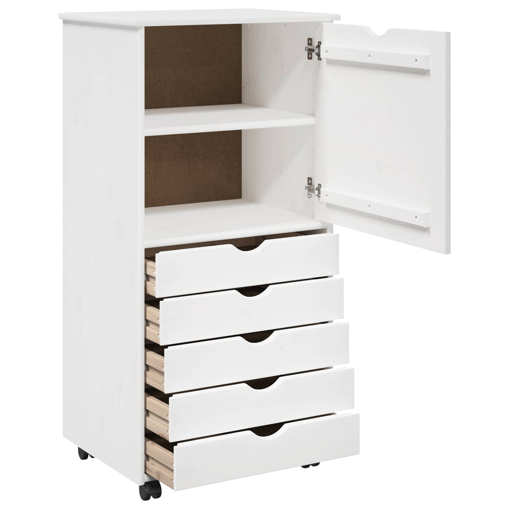 vidaXL Rolkowa szafka Biały 53 x 39 x 103 cm Lite drewno sosnowe