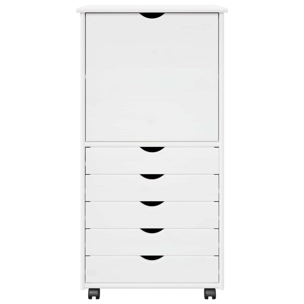 vidaXL Rolkowa szafka Biały 53 x 39 x 103 cm Lite drewno sosnowe