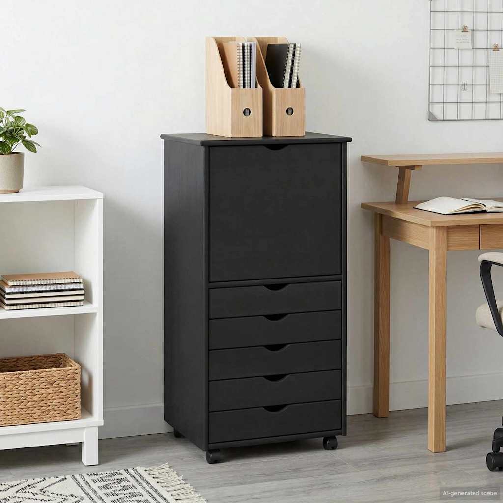 vidaXL Rolkowa szafka Szary 53 x 39 x 103 cm Lite drewno sosnowe