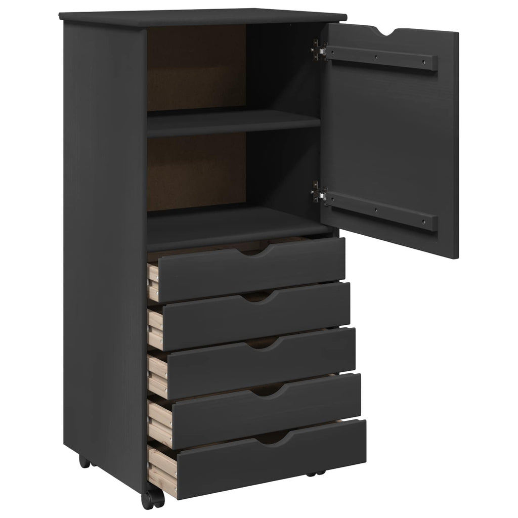 vidaXL Rolkowa szafka Szary 53 x 39 x 103 cm Lite drewno sosnowe