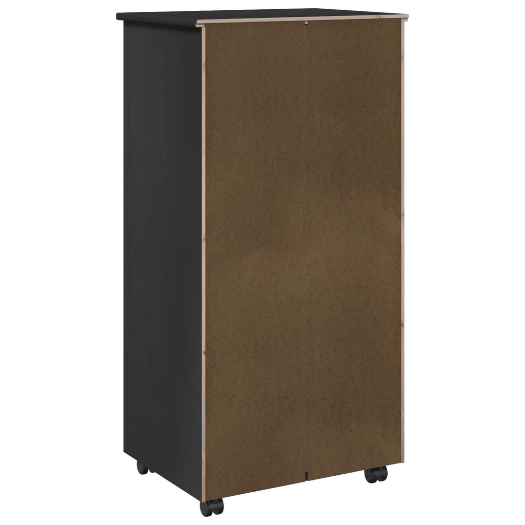 vidaXL Rolkowa szafka Czarny 53 x 39 x 103 cm Lite drewno sosnowe
