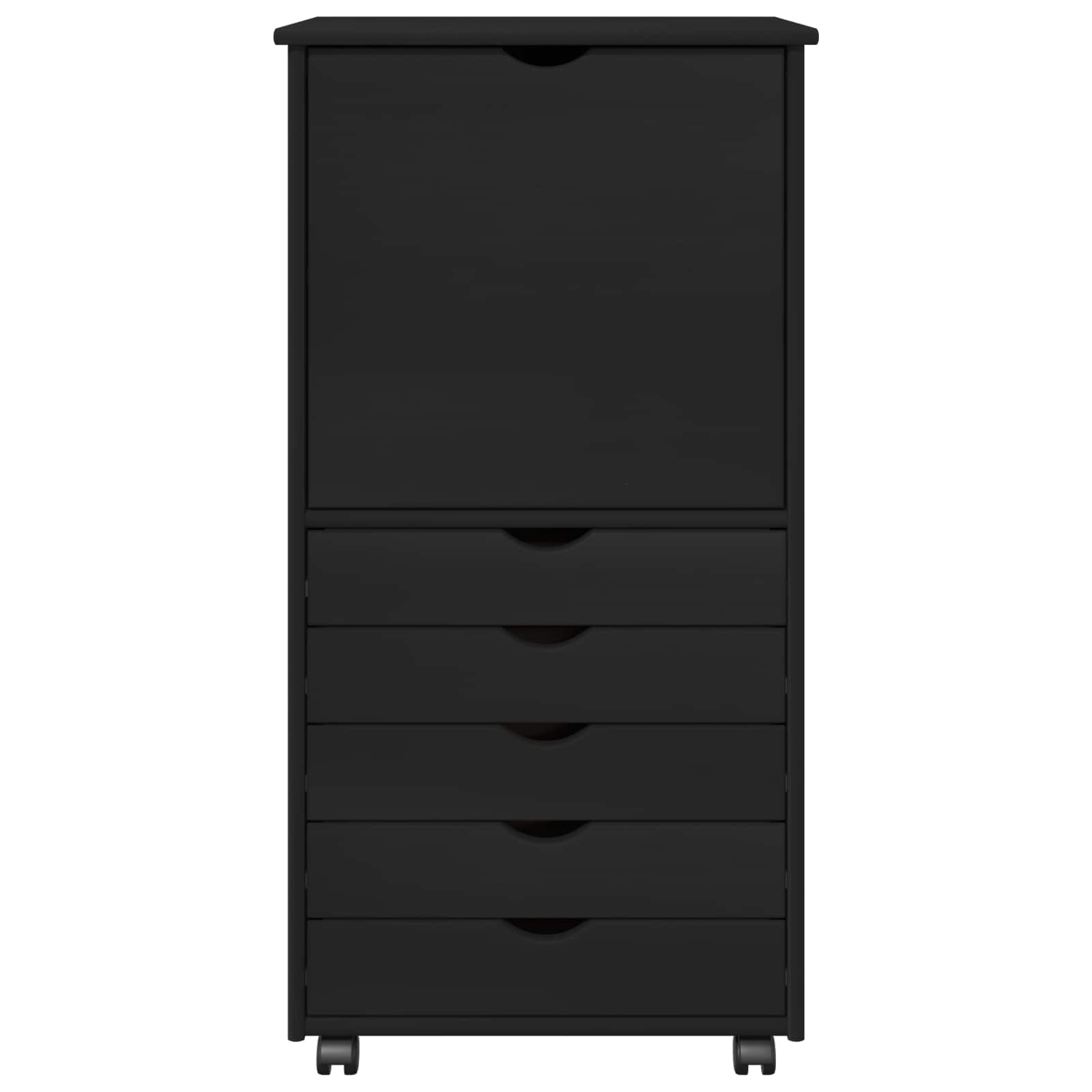 vidaXL Rolkowa szafka Czarny 53 x 39 x 103 cm Lite drewno sosnowe