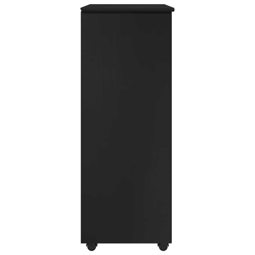 vidaXL Rolkowa szafka Czarny 53 x 39 x 103 cm Lite drewno sosnowe