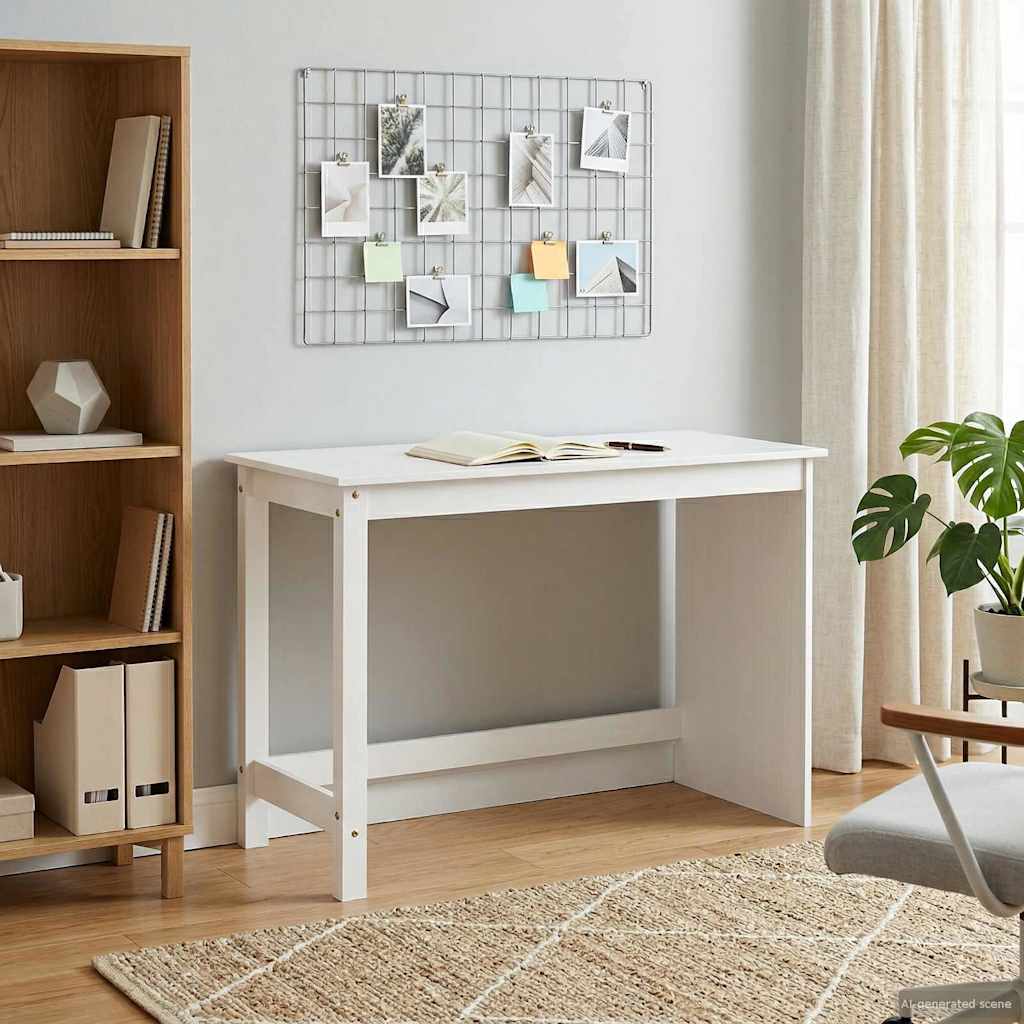 vidaXL Biurko Biały 112 x 50 x 75 cm Lite drewno sosnowe
