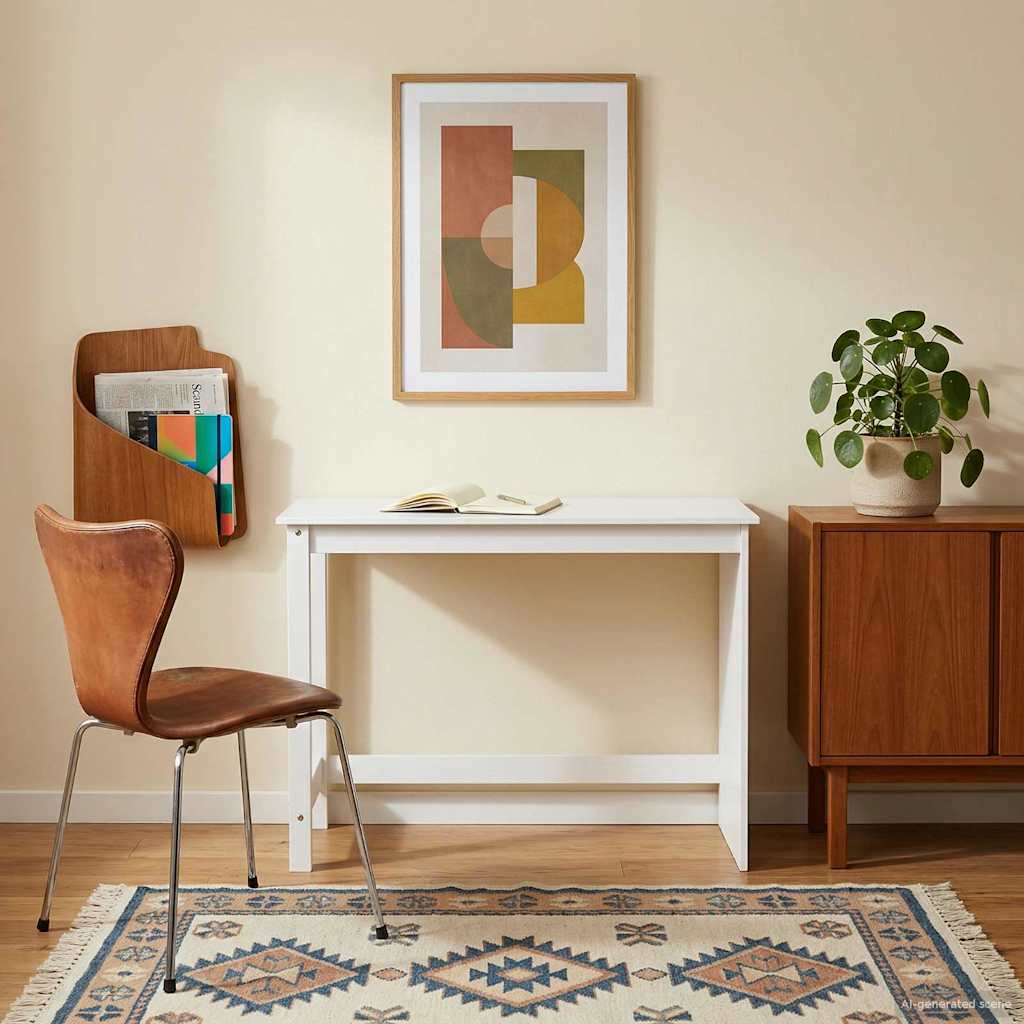 vidaXL Biurko Biały 112 x 50 x 75 cm Lite drewno sosnowe