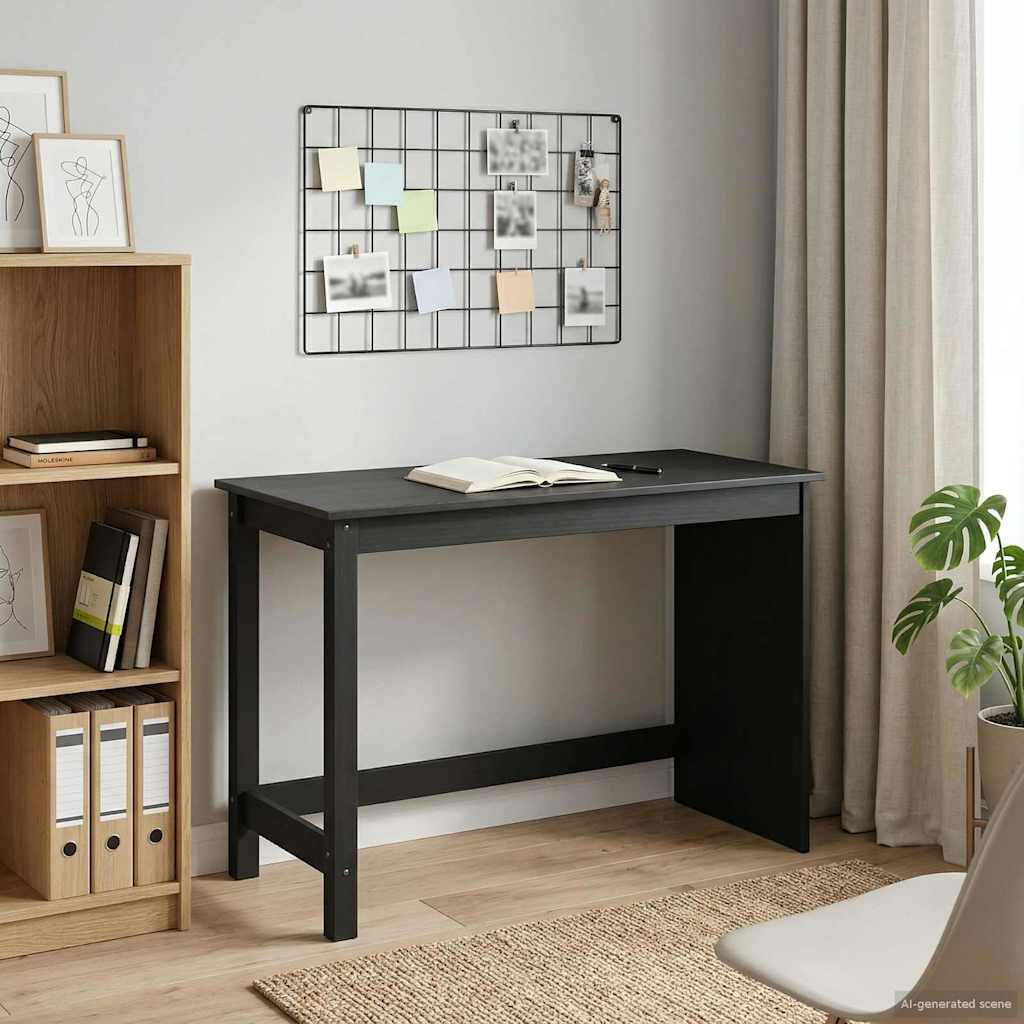 vidaXL Biurko Czarny 112 x 50 x 75 cm Lite drewno sosnowe