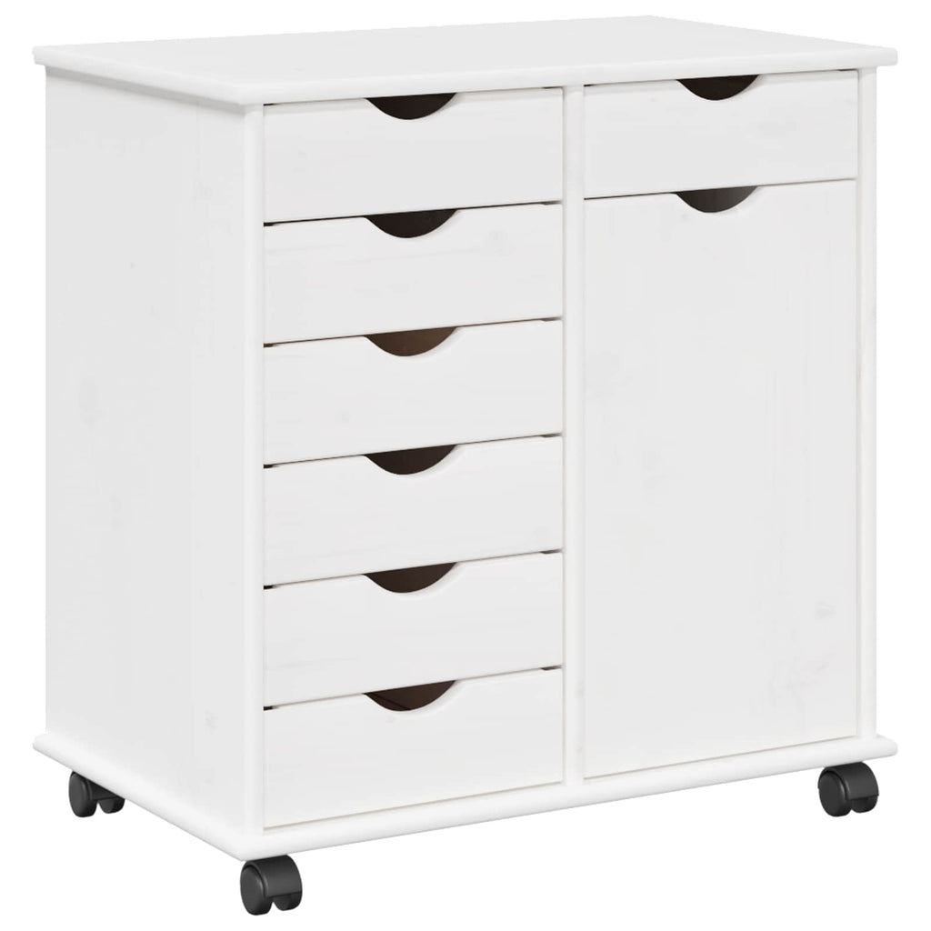 vidaXL Rolkowa szafka Biały 63,5 x 39 x 65,5 cm Lite drewno sosnowe