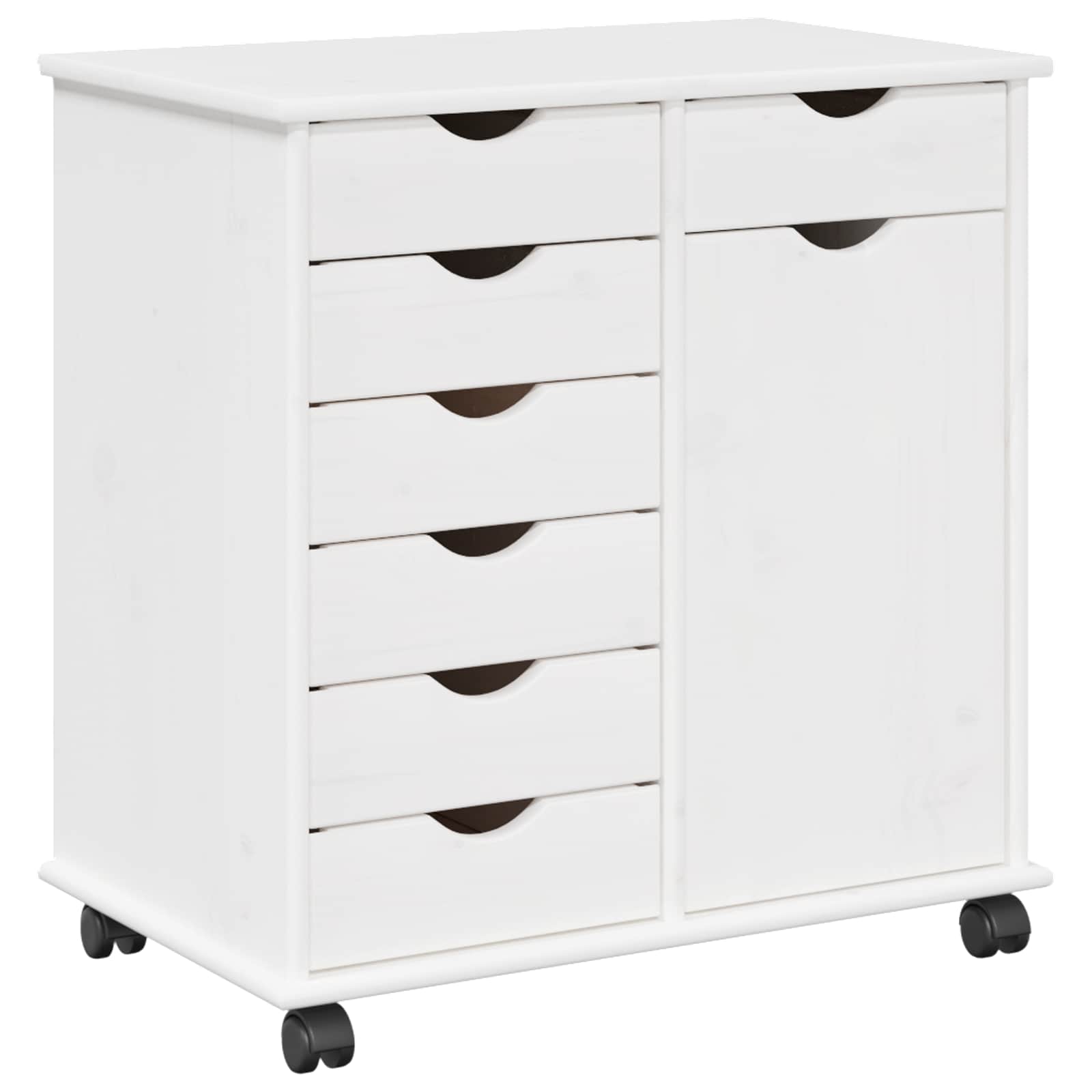 vidaXL Rolkowa szafka Biały 63,5 x 39 x 65,5 cm Lite drewno sosnowe