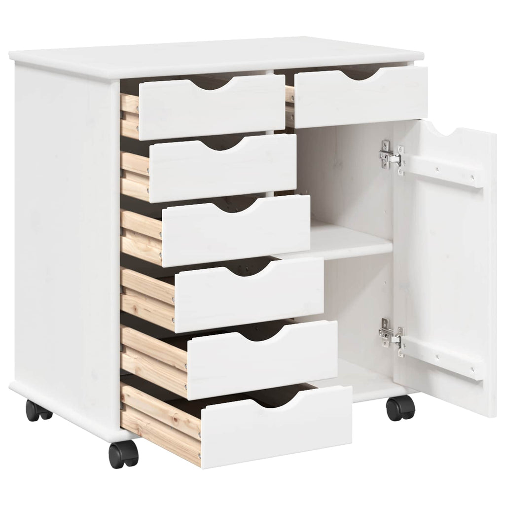 vidaXL Rolkowa szafka Biały 63,5 x 39 x 65,5 cm Lite drewno sosnowe