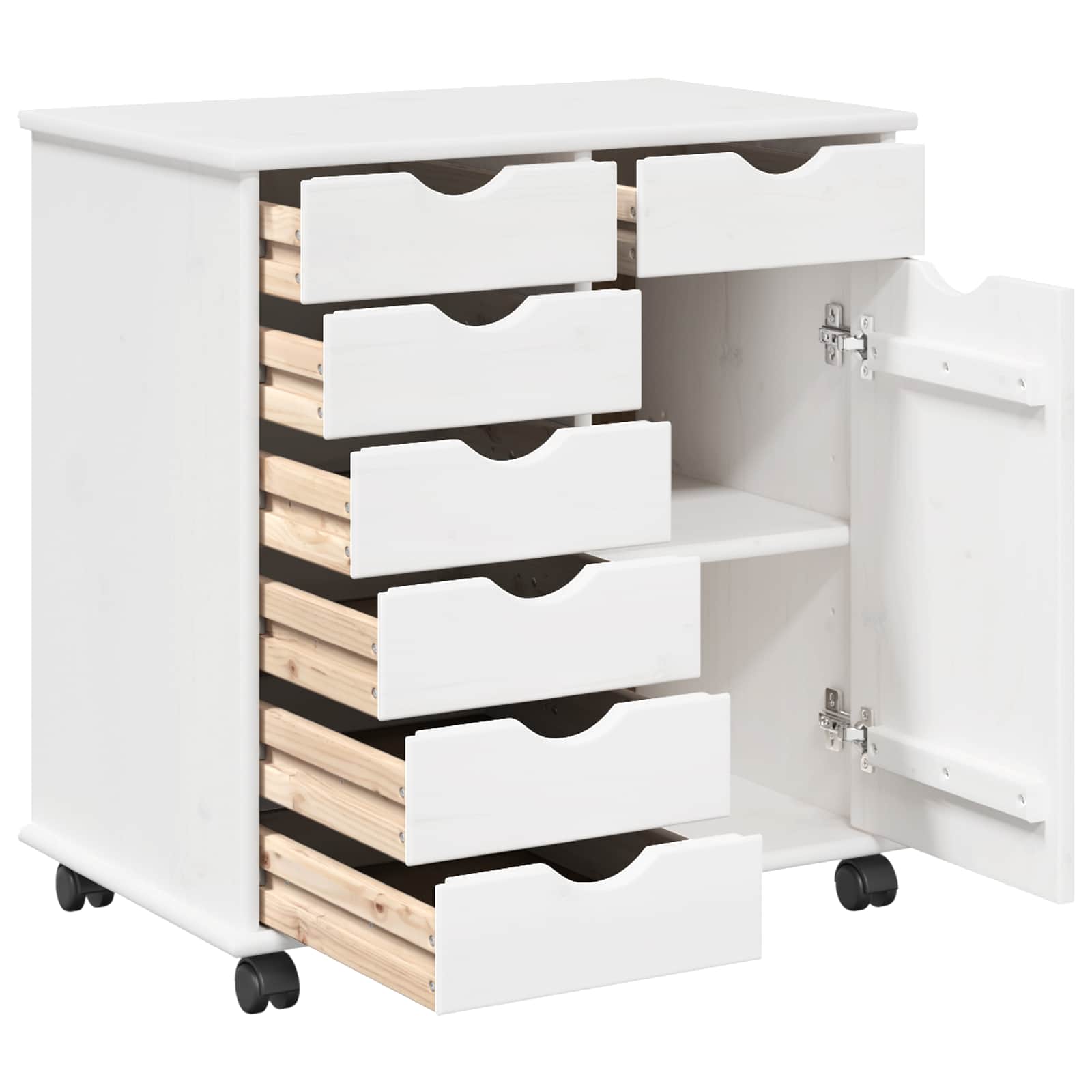 vidaXL Rolkowa szafka Biały 63,5 x 39 x 65,5 cm Lite drewno sosnowe