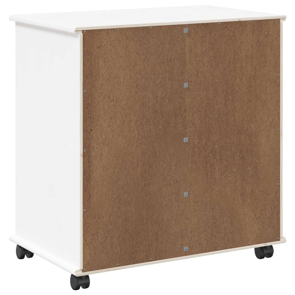 vidaXL Rolkowa szafka Biały 63,5 x 39 x 65,5 cm Lite drewno sosnowe