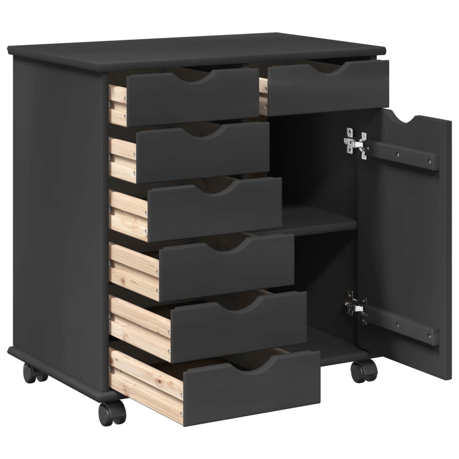 vidaXL Rolkowa szafka Szary 63,5 x 39 x 65,5 cm Lite drewno sosnowe