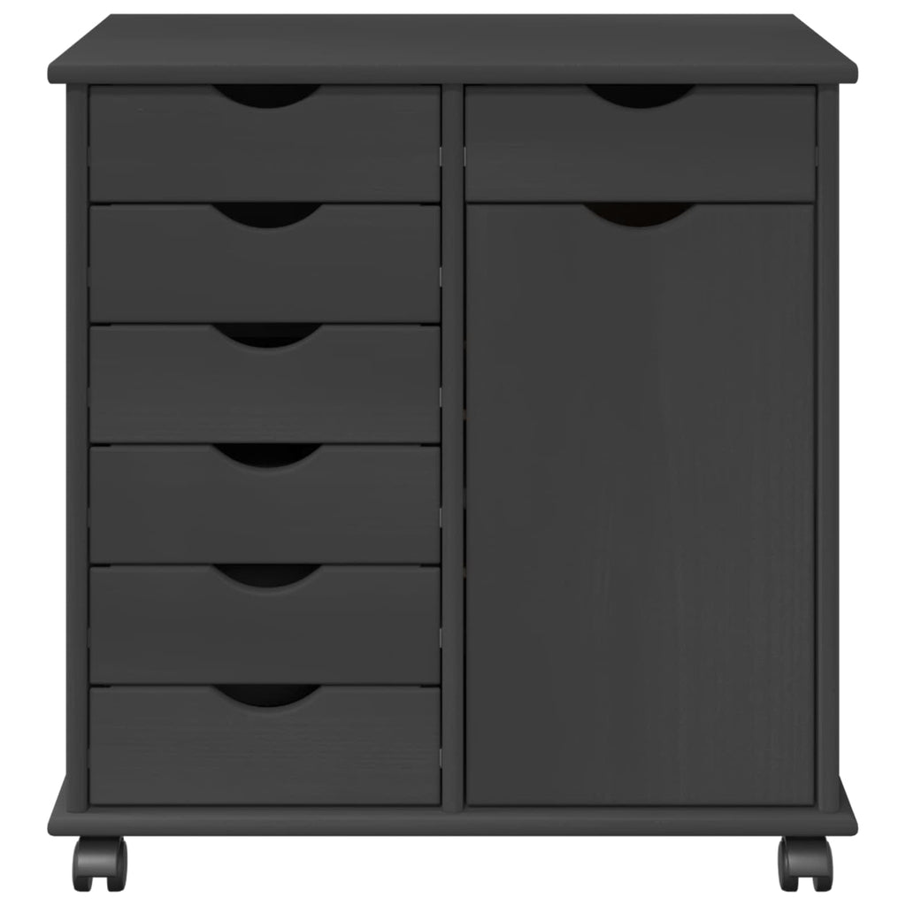 vidaXL Rolkowa szafka Szary 63,5 x 39 x 65,5 cm Lite drewno sosnowe