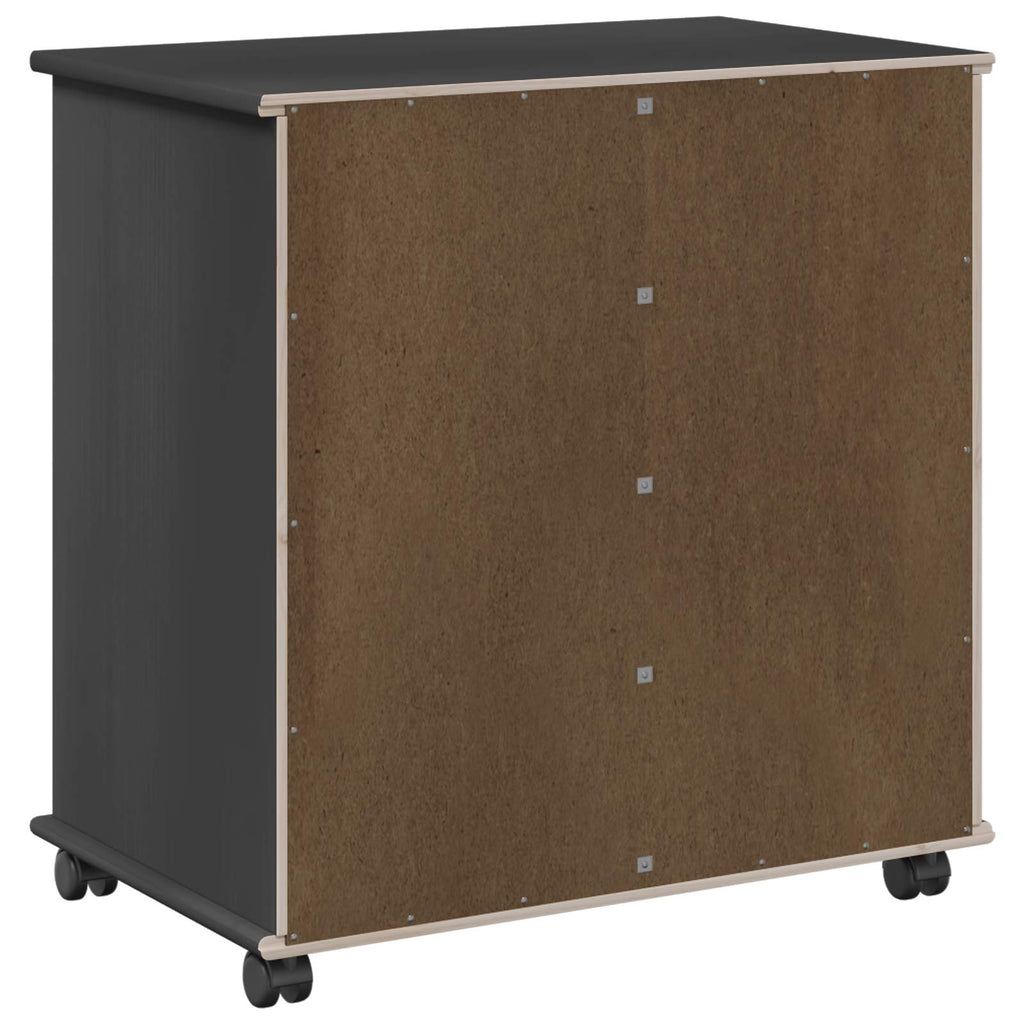 vidaXL Rolkowa szafka Czarny 63,5 x 39 x 65,5 cm Lite drewno sosnowe