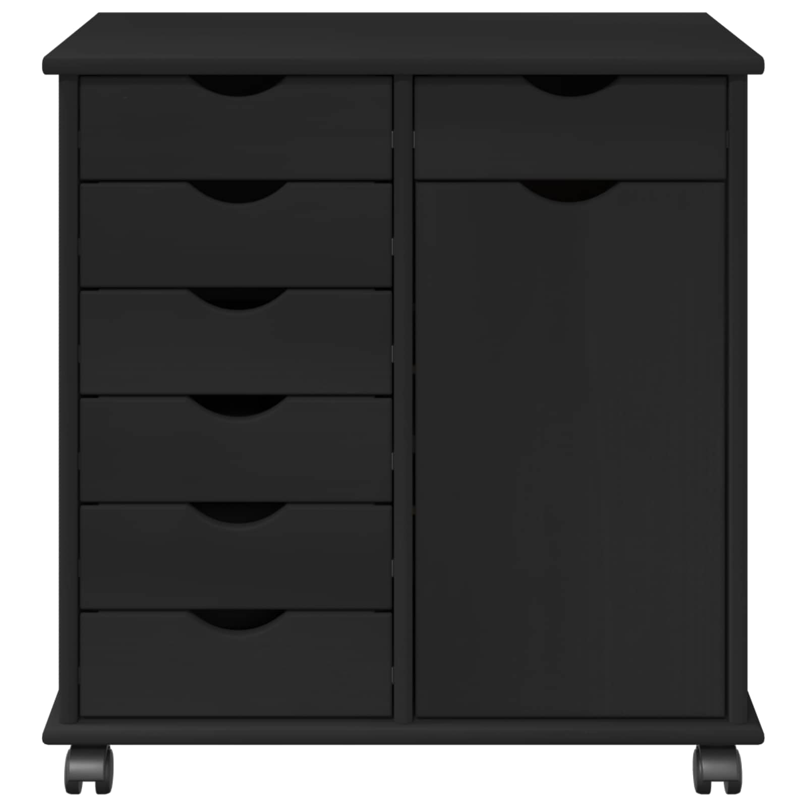 vidaXL Rolkowa szafka Czarny 63,5 x 39 x 65,5 cm Lite drewno sosnowe