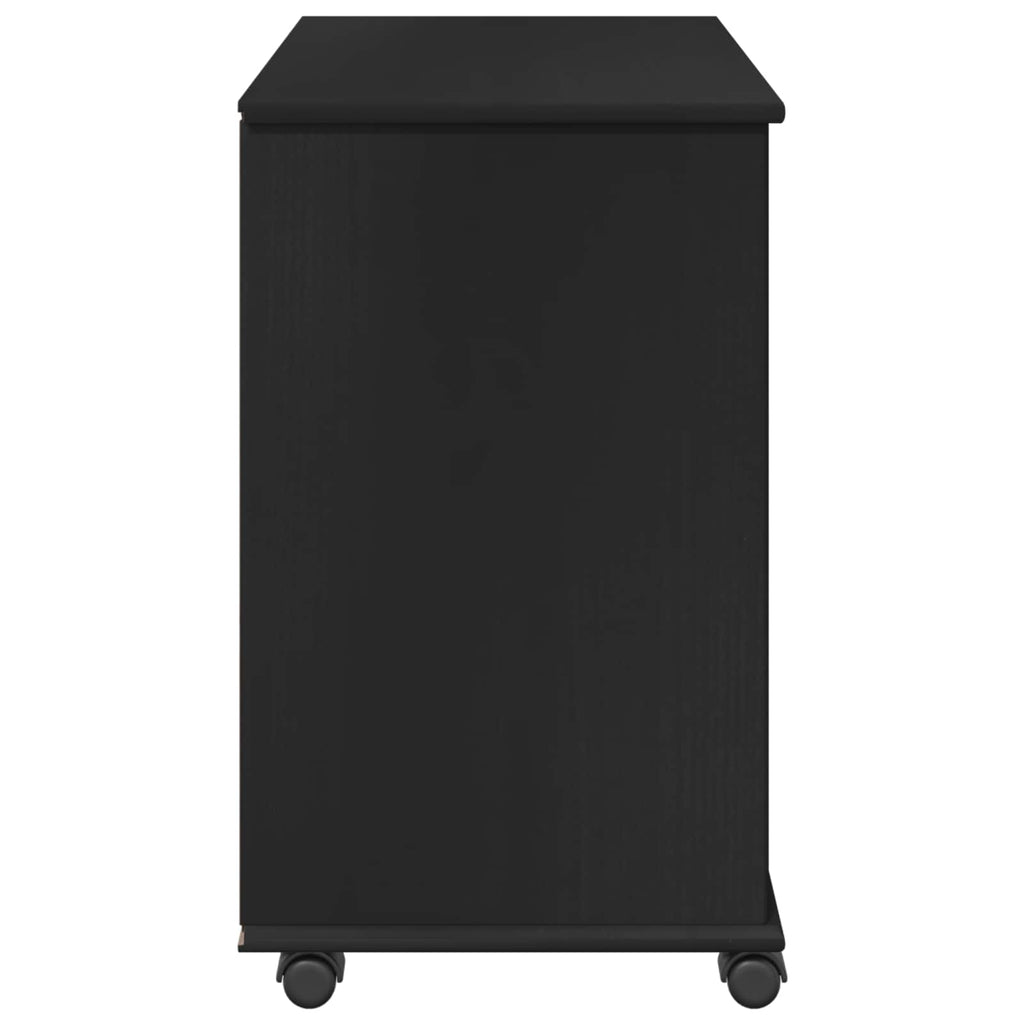 vidaXL Rolkowa szafka Czarny 63,5 x 39 x 65,5 cm Lite drewno sosnowe
