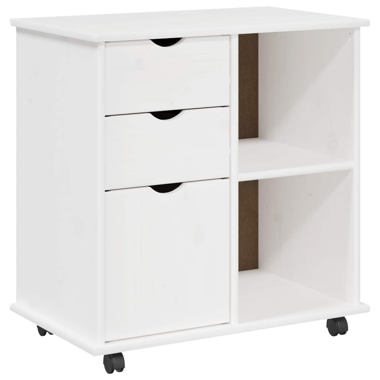 vidaXL Rolkowa szafka Biały 63,5 x 39 x 65,5 cm Lite drewno sosnowe