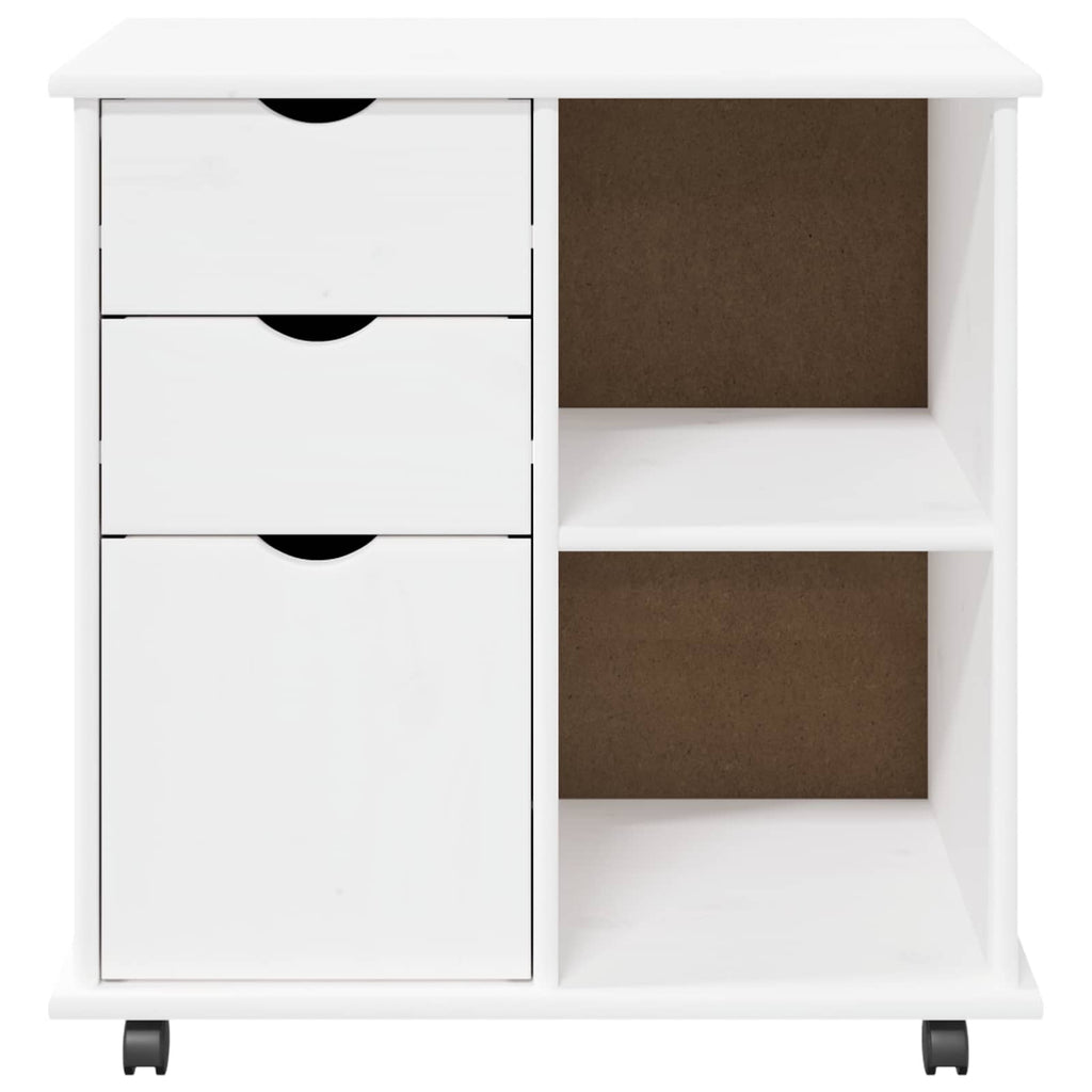 vidaXL Rolkowa szafka Biały 63,5 x 39 x 65,5 cm Lite drewno sosnowe