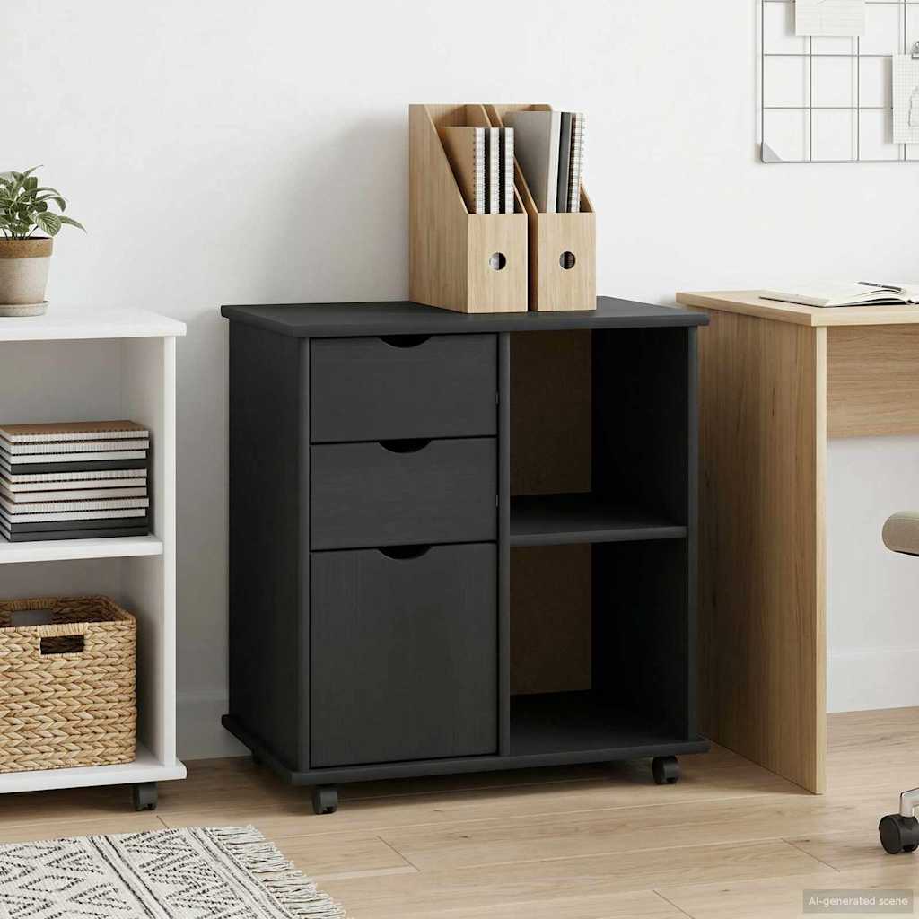vidaXL Rolkowa szafka Szary 63,5 x 39 x 65,5 cm Lite drewno sosnowe