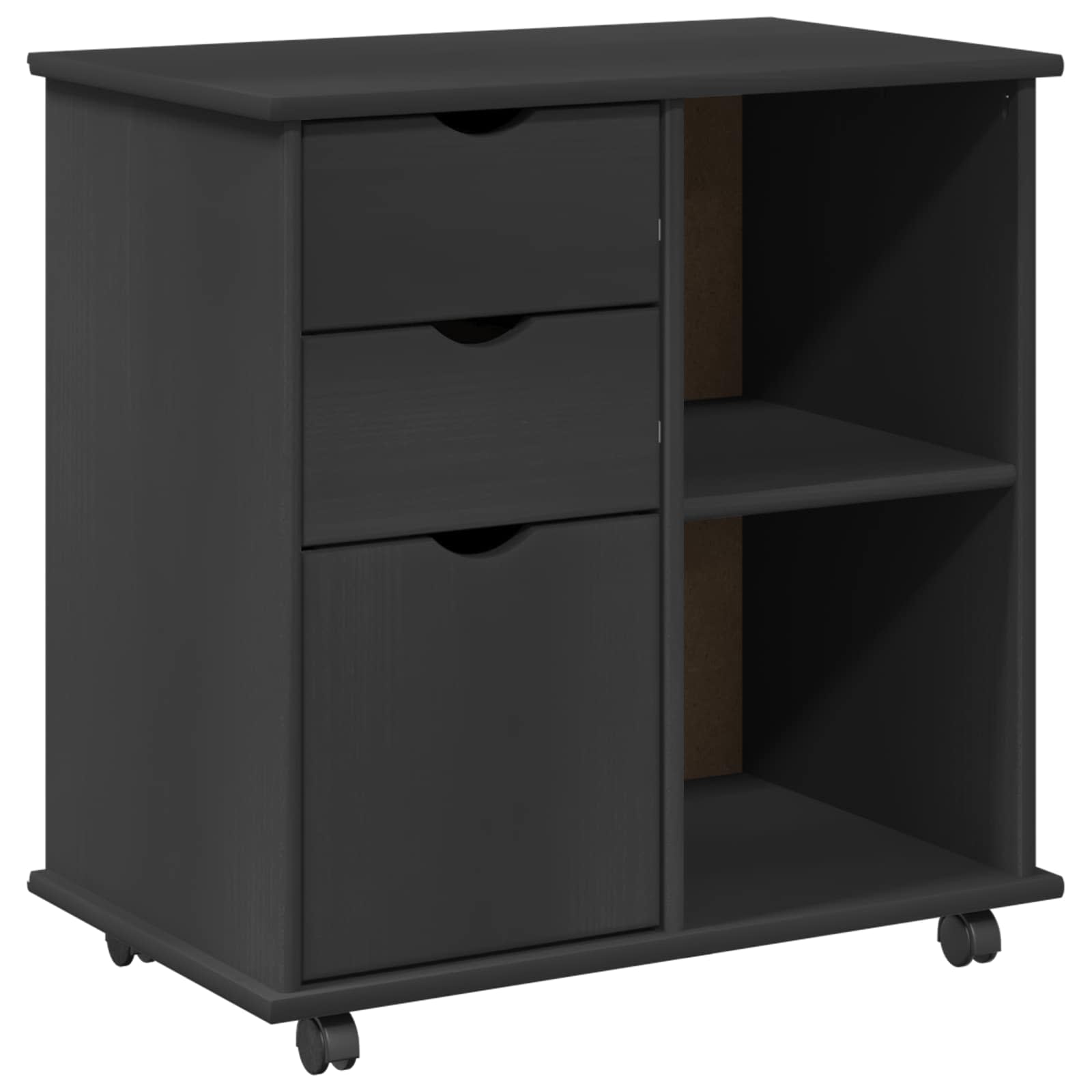 vidaXL Rolkowa szafka Szary 63,5 x 39 x 65,5 cm Lite drewno sosnowe