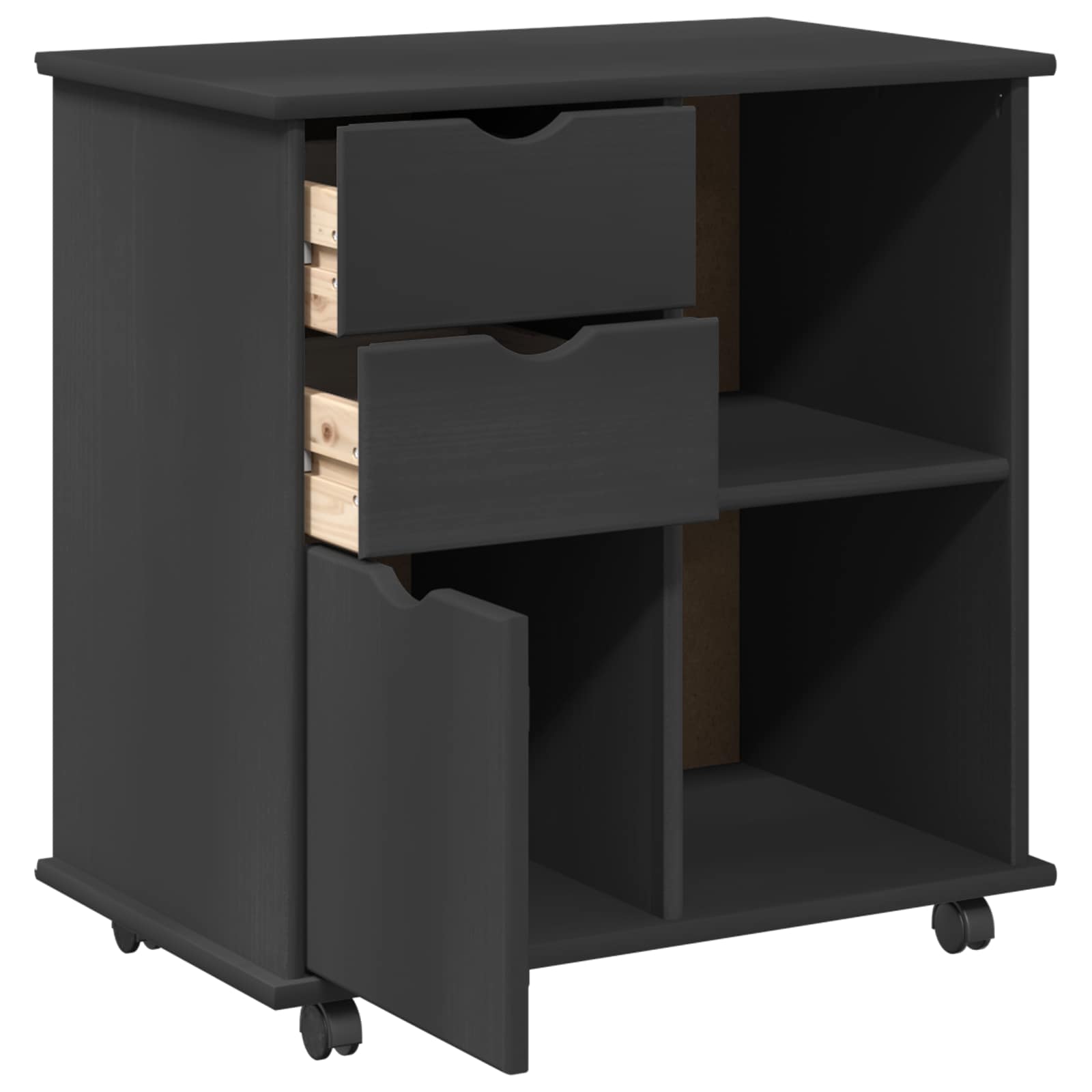 vidaXL Rolkowa szafka Szary 63,5 x 39 x 65,5 cm Lite drewno sosnowe