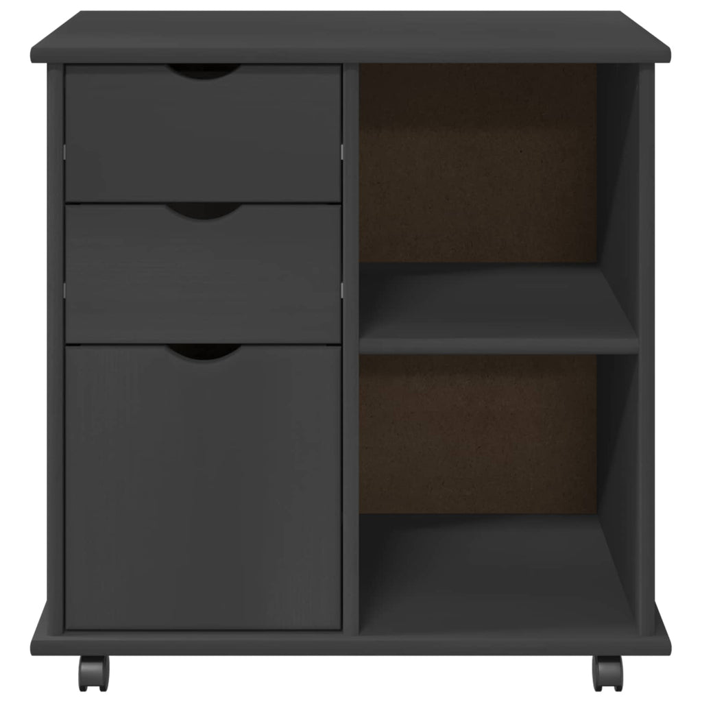 vidaXL Rolkowa szafka Szary 63,5 x 39 x 65,5 cm Lite drewno sosnowe