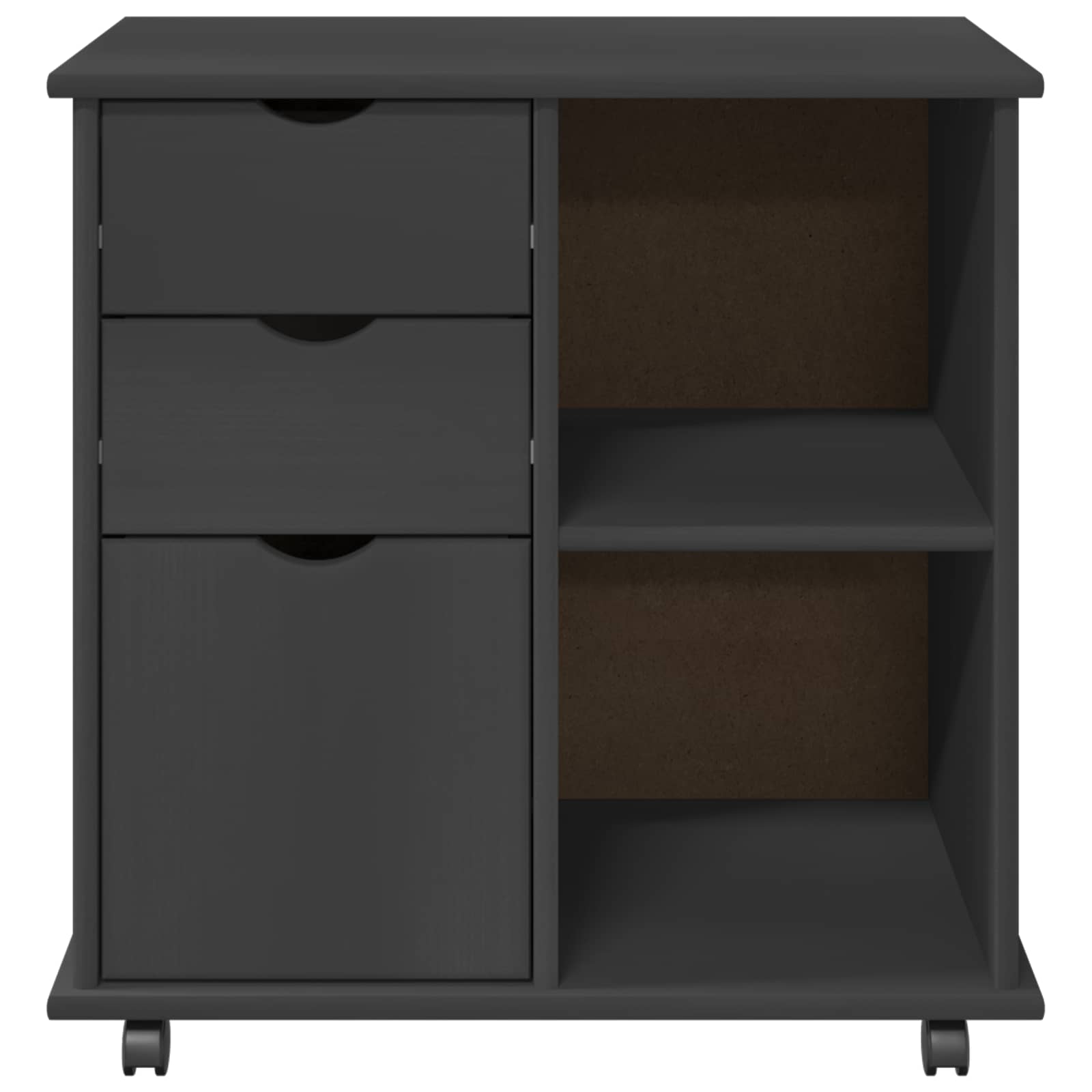 vidaXL Rolkowa szafka Szary 63,5 x 39 x 65,5 cm Lite drewno sosnowe