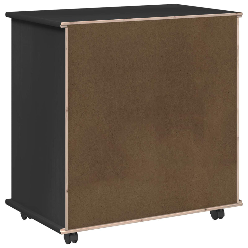 vidaXL Rolkowa szafka Czarny 63,5 x 39 x 65,5 cm Lite drewno sosnowe