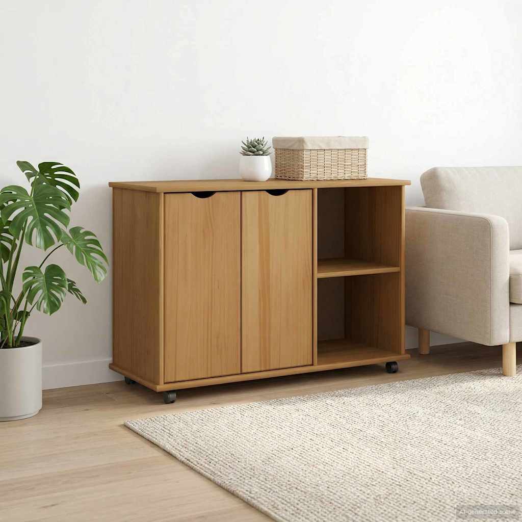 vidaXL Rolkowa szafka z kołem Miodowy brąz 100 x 39 x 65,5 cm