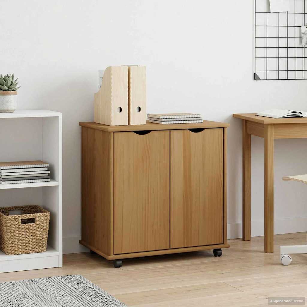 vidaXL Rolkowa szafka z kołem Miodowy brąz 100 x 39 x 65,5 cm