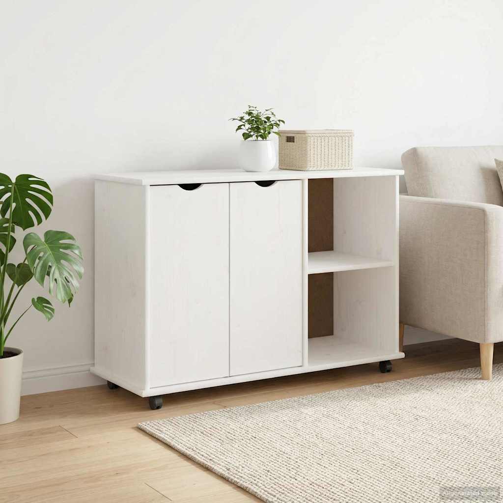 vidaXL Rolkowa szafka Biały 100 x 39 x 65,5 cm Lite drewno sosnowe