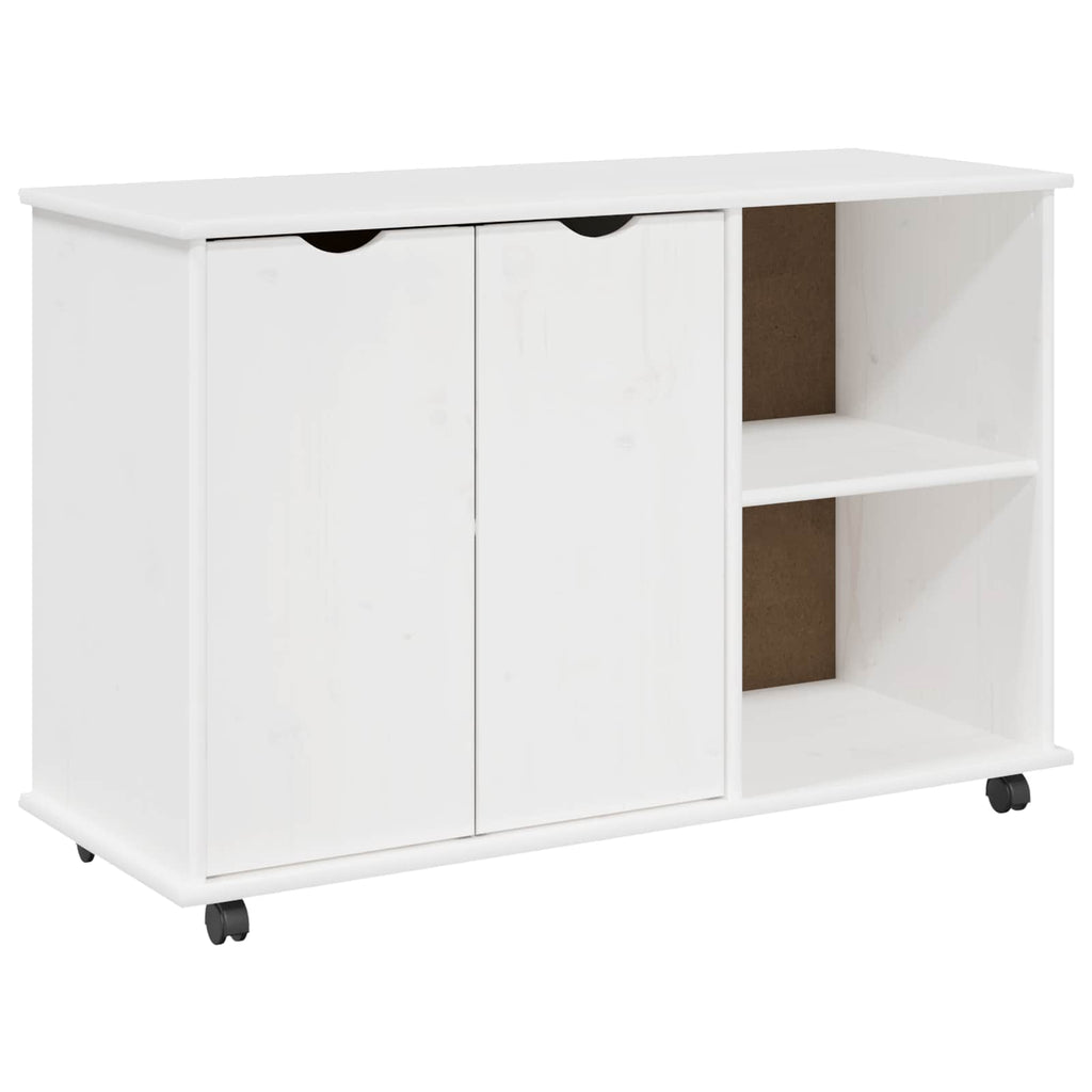 vidaXL Rolkowa szafka Biały 100 x 39 x 65,5 cm Lite drewno sosnowe