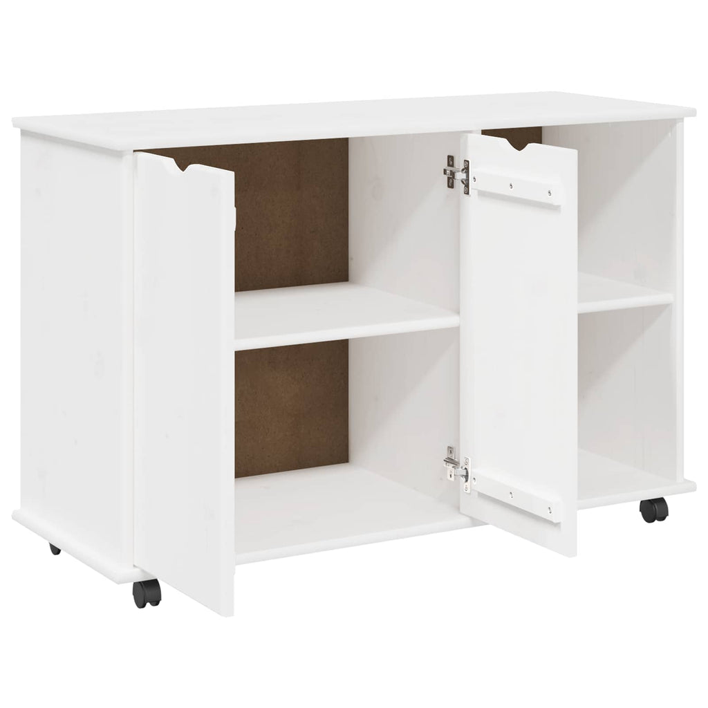 vidaXL Rolkowa szafka Biały 100 x 39 x 65,5 cm Lite drewno sosnowe