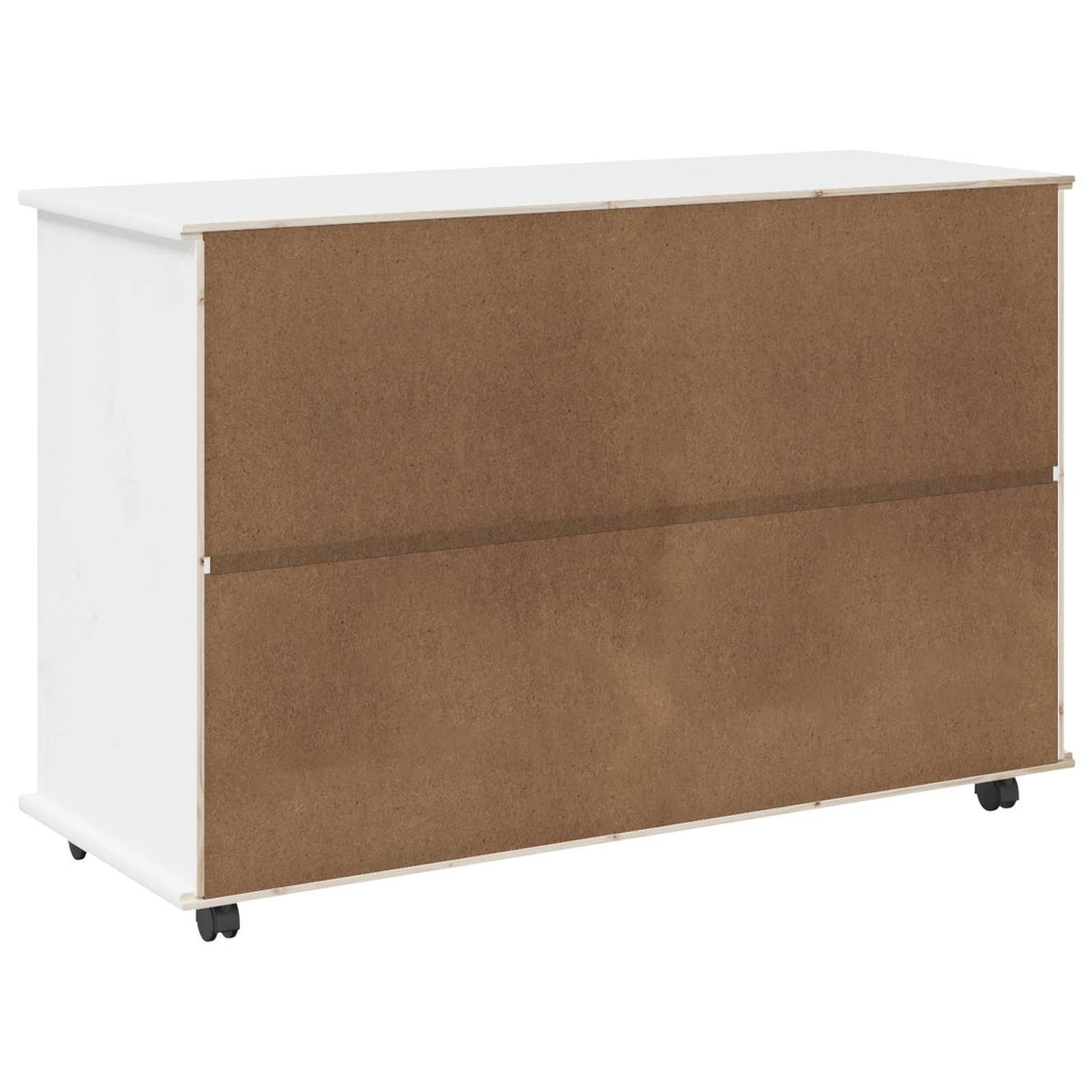 vidaXL Rolkowa szafka Biały 100 x 39 x 65,5 cm Lite drewno sosnowe