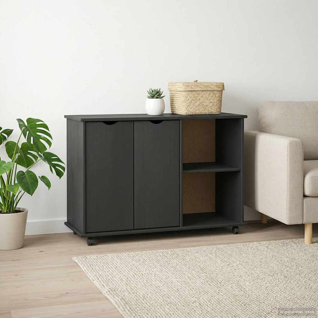 vidaXL Rolkowa szafka Szary 100 x 39 x 65,5 cm Lite drewno sosnowe