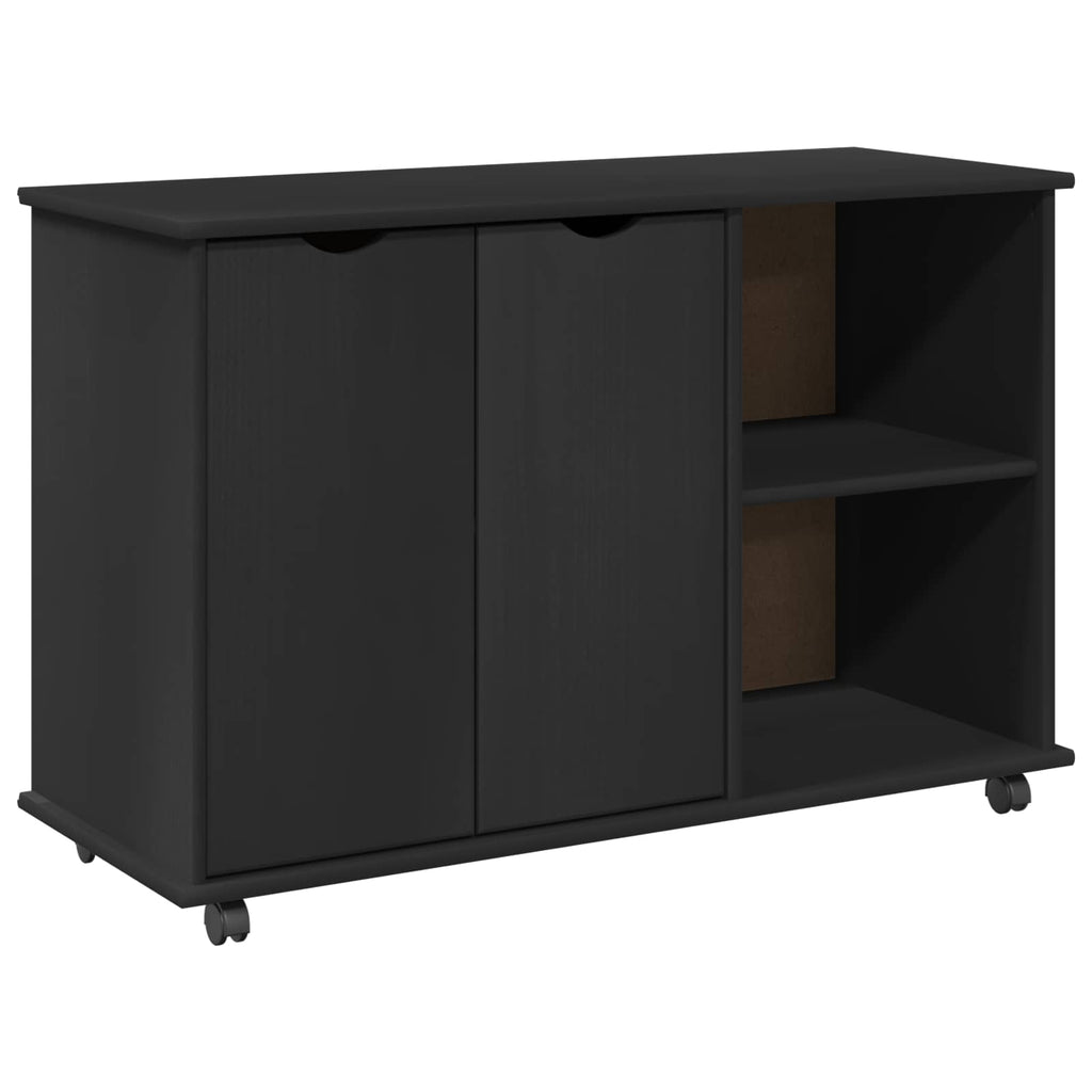 vidaXL Rolkowa szafka Czarny 100 x 39 x 65,5 cm Lite drewno sosnowe
