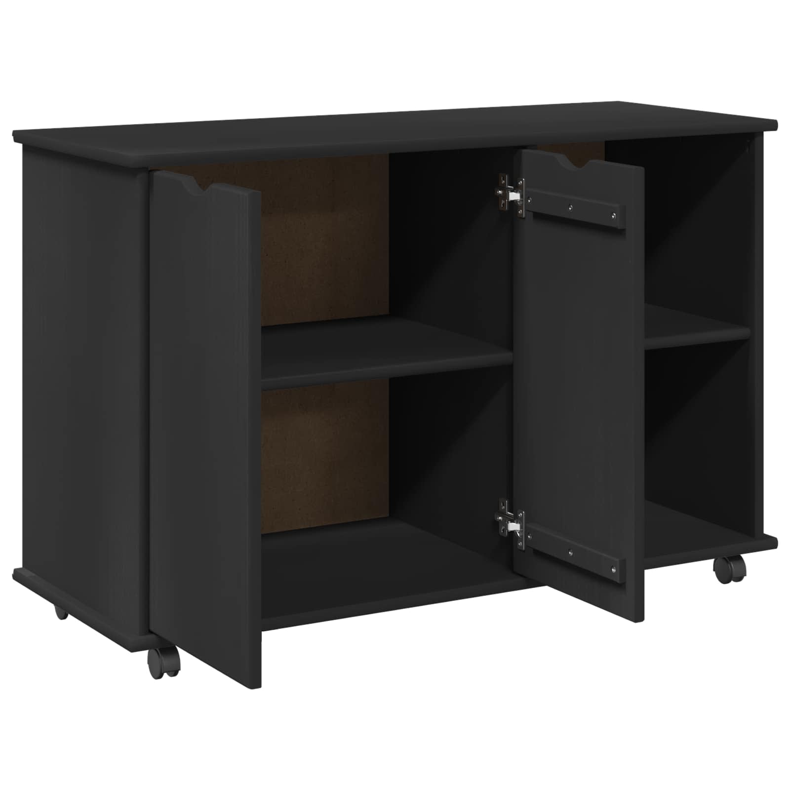 vidaXL Rolkowa szafka Czarny 100 x 39 x 65,5 cm Lite drewno sosnowe
