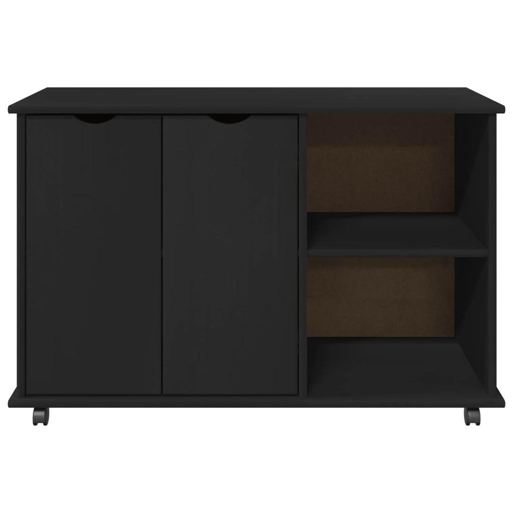 vidaXL Rolkowa szafka Czarny 100 x 39 x 65,5 cm Lite drewno sosnowe