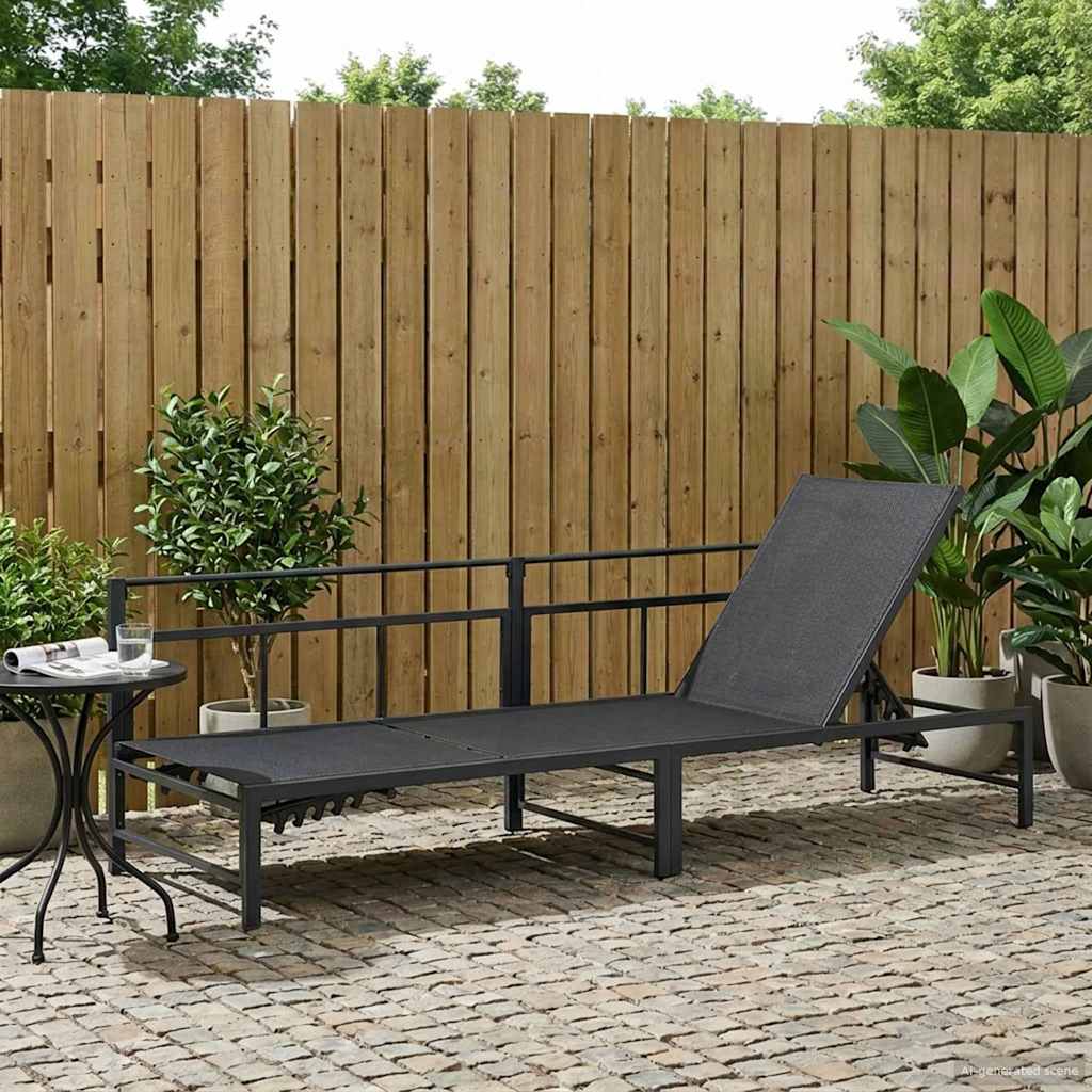 vidaXL Leżak Czarny 200 x 62 x 59,5 cm Textilene