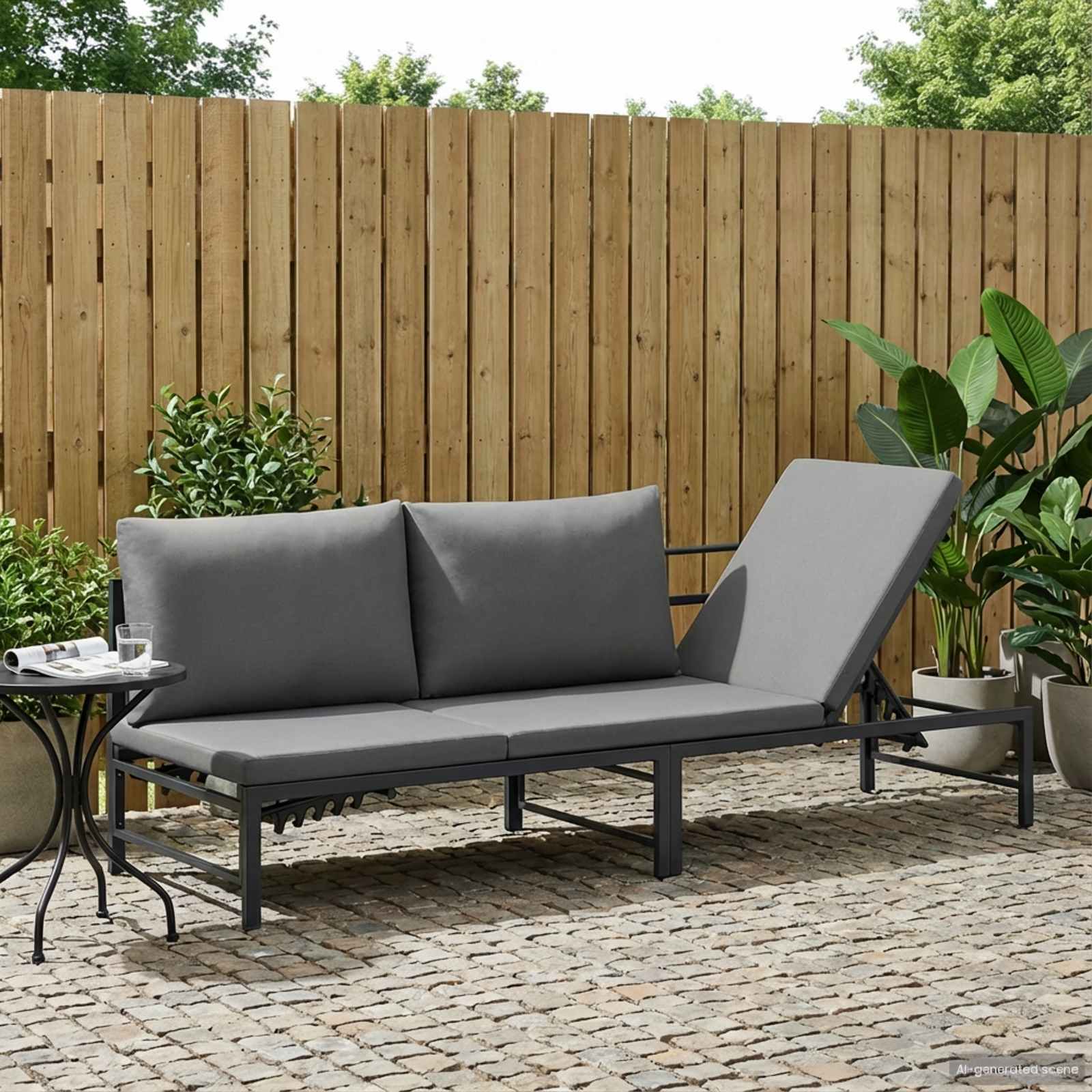 vidaXL Leżak słoneczny dla 3 osób Czarny 200 x 62 x 59,5 cm Textilene