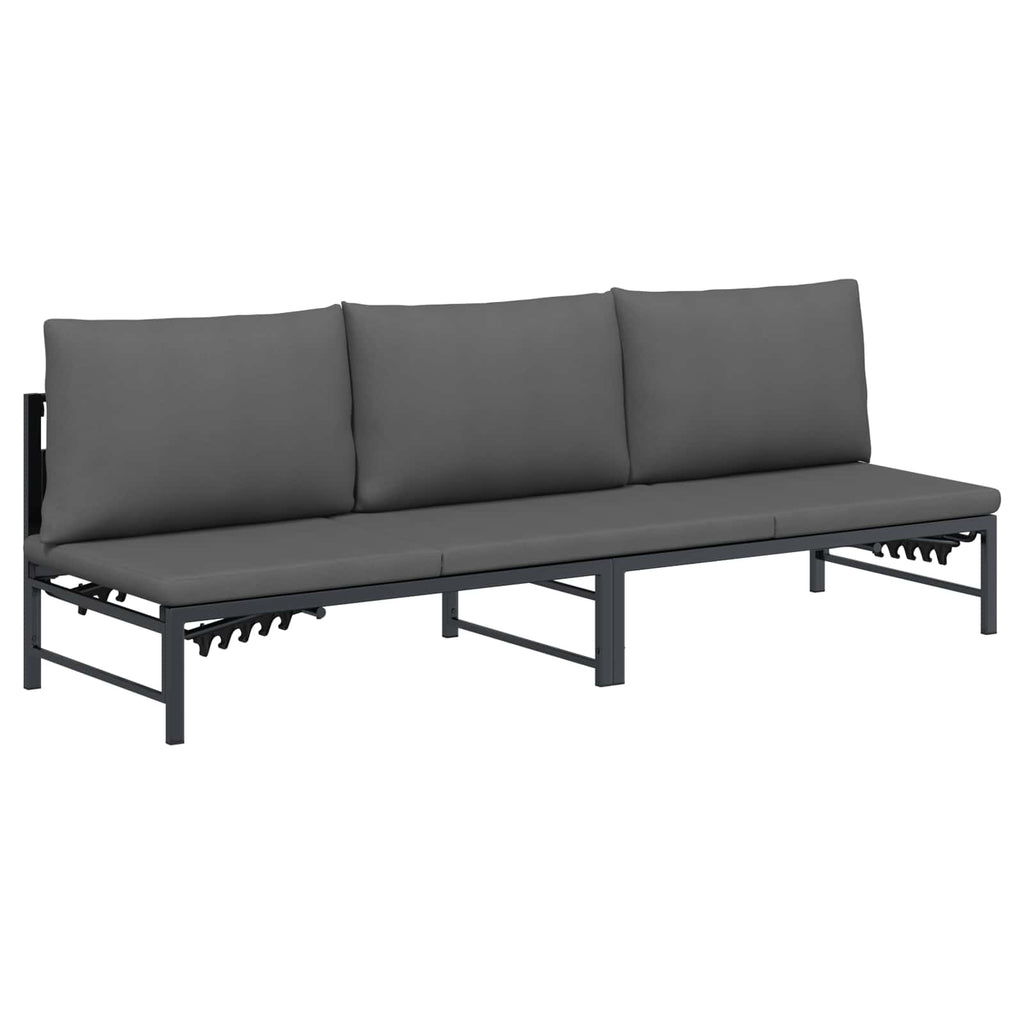 vidaXL Leżak słoneczny dla 3 osób Czarny 200 x 62 x 59,5 cm Textilene