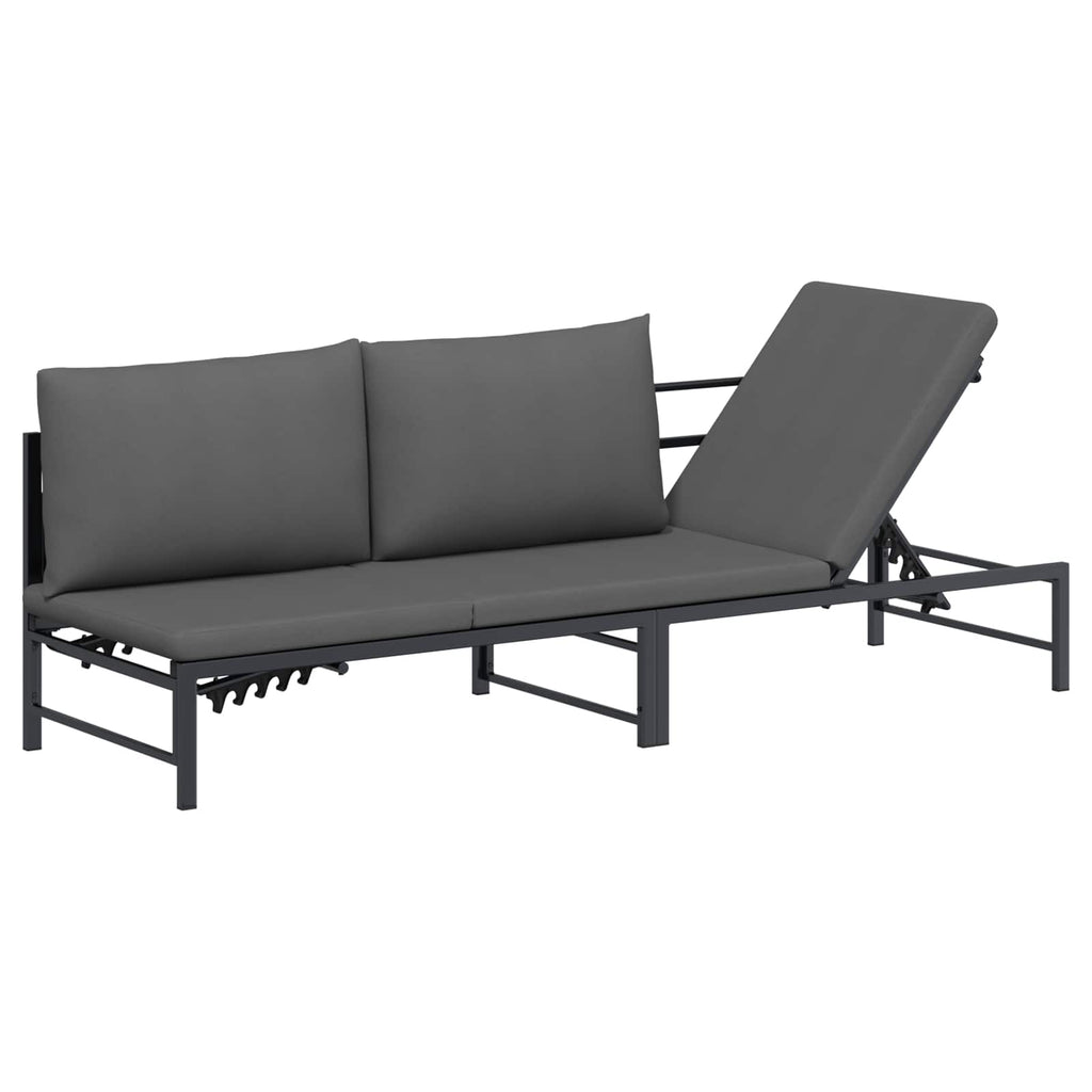 vidaXL Leżak słoneczny dla 3 osób Czarny 200 x 62 x 59,5 cm Textilene
