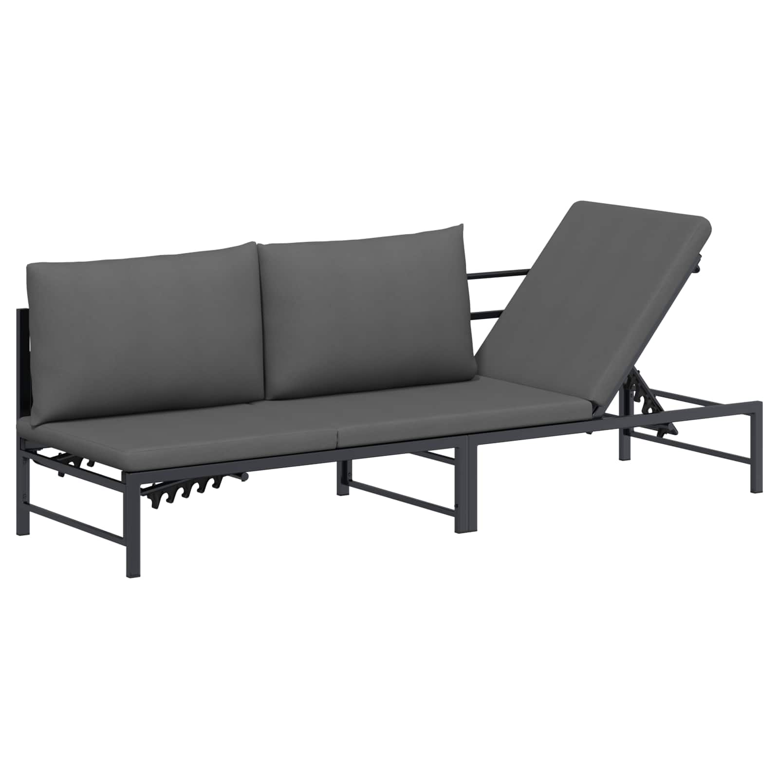 vidaXL Leżak słoneczny dla 3 osób Czarny 200 x 62 x 59,5 cm Textilene