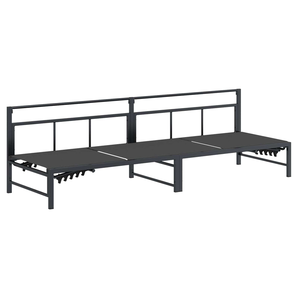 vidaXL Leżak słoneczny dla 3 osób Czarny 200 x 62 x 59,5 cm Textilene