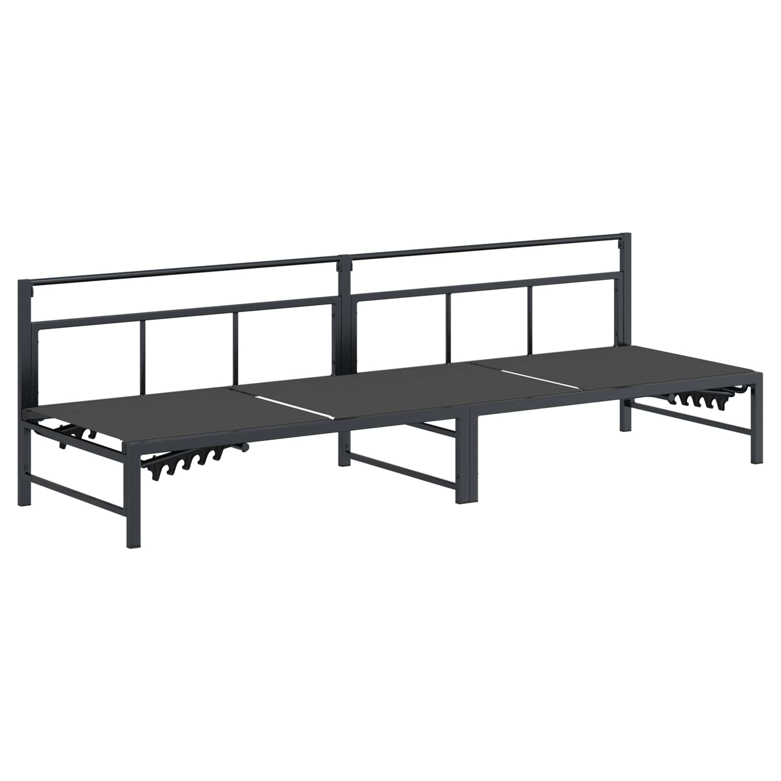 vidaXL Leżak słoneczny dla 3 osób Czarny 200 x 62 x 59,5 cm Textilene