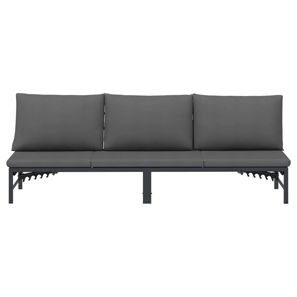 vidaXL Leżak słoneczny dla 3 osób Czarny 200 x 62 x 59,5 cm Textilene